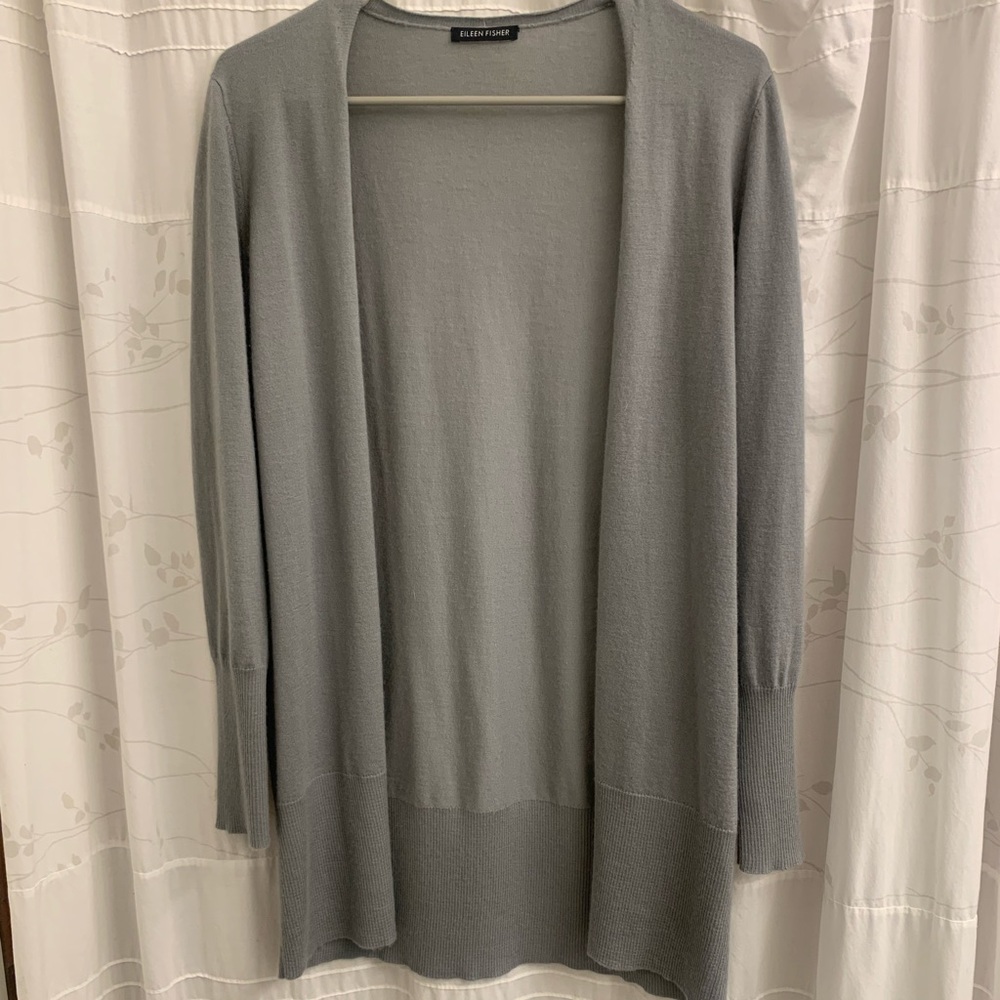 One-of-a-kind Eileen Fisher 100% cashmere. Lovely dusty lt blue. Super soft.